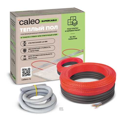 Нагревательная секция для теплого пола CALEO SUPERCABLE 18W-80, 7.2-11.0 м2 в ОБИ